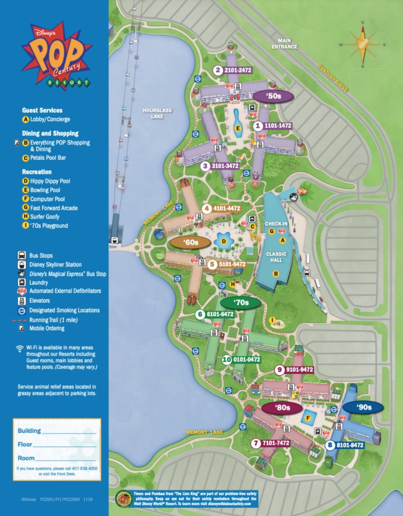 Walt Disney World Hotel Pop Century Plan Map
