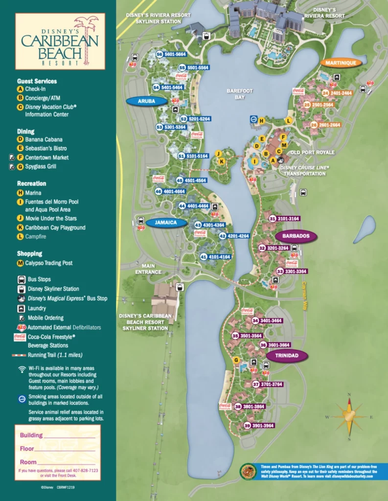 Plan hotel WDW Carribean Beach