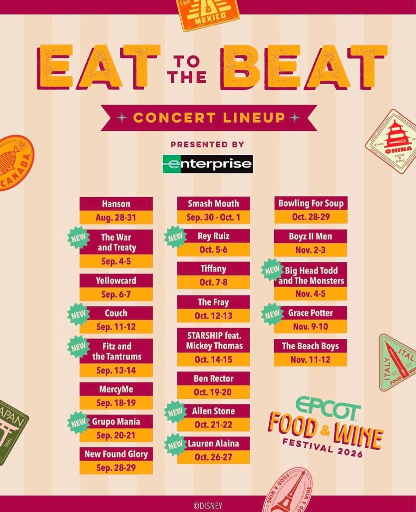 Epcot 2026 liste des concerts Eat to the Beat